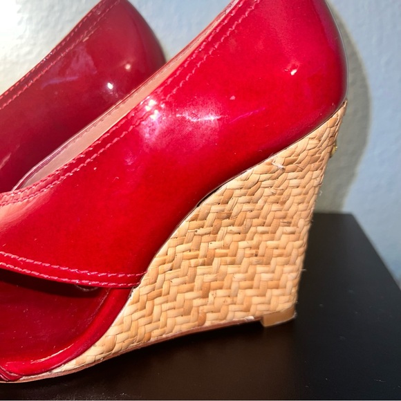 BCBG Max Azria Red Raisa Wicker Wedge Size 6 B - Picture 5 of 11